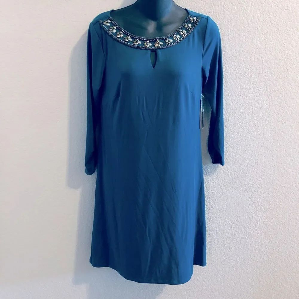 NWT Laundry Shelli Segal Teal Mini Dress Tunic 2